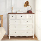 Elegant Classic Lacquered White Brown Wooden Storage Chest