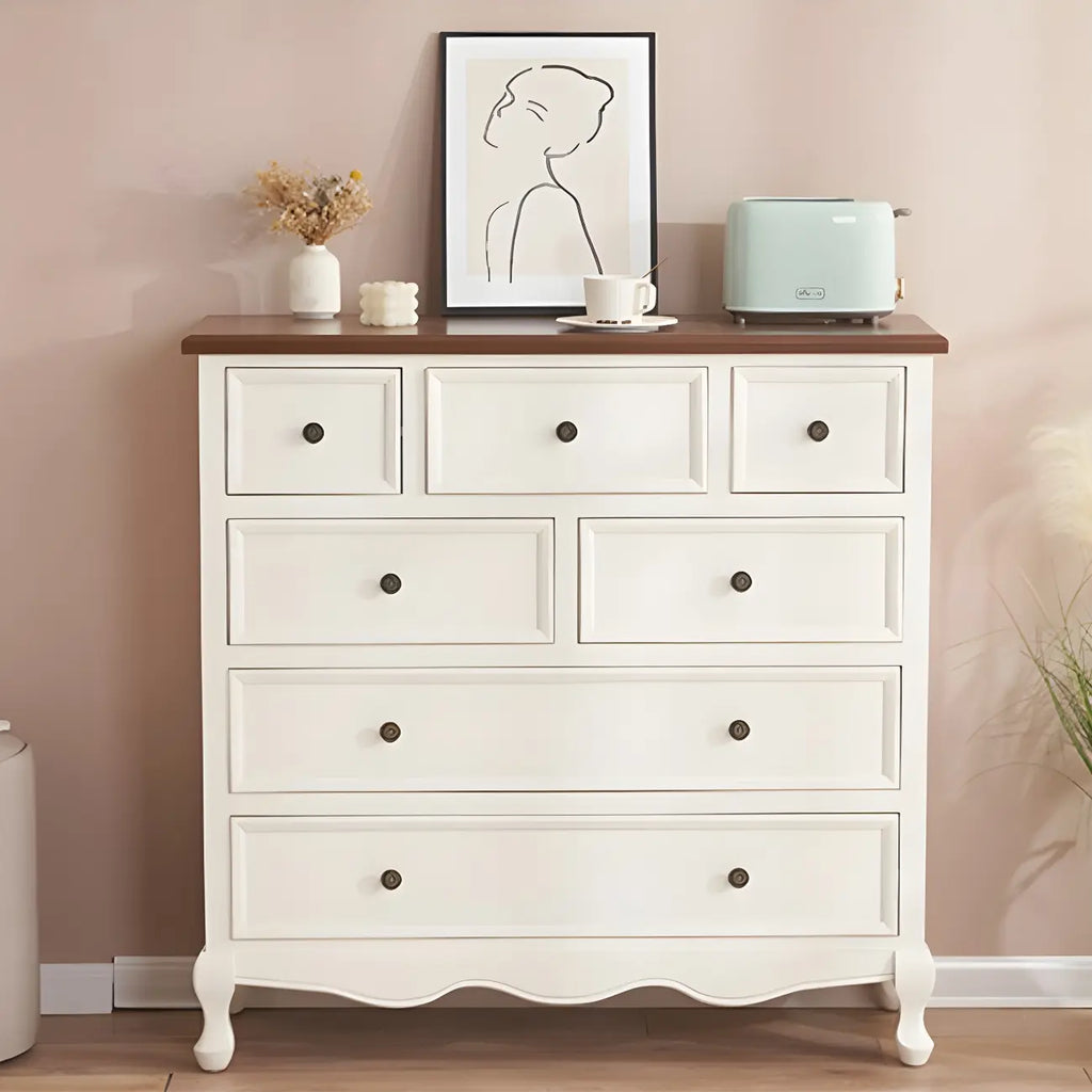 Elegant Classic Lacquered White Brown Wooden Storage Chest