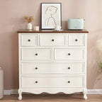 Elegant Classic Lacquered White Brown Wooden Storage Chest