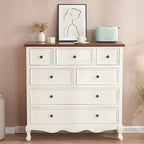 Elegant Classic Lacquered White Brown Wooden Storage Chest
