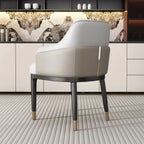 Modern Genuine Leather Sloped Arms Low Back Dining Chair