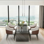 Modern Genuine Leather Sloped Arms Low Back Dining Chair