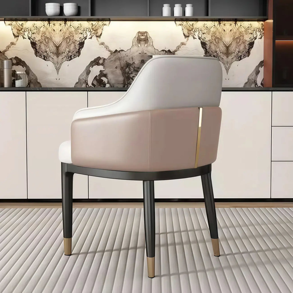 Modern Genuine Leather Sloped Arms Low Back Dining Chair