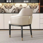 Modern Genuine Leather Sloped Arms Low Back Dining Chair