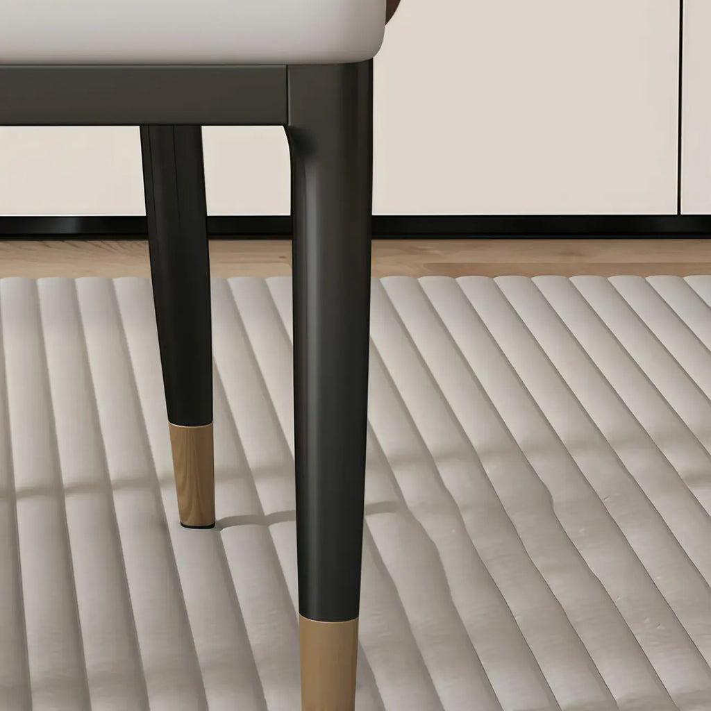 Modern Genuine Leather Sloped Arms Low Back Dining Chair
