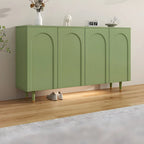 Green Wood Shoe Cabinet with Adjustable Shelves
