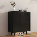 Green Wood Shoe Cabinet with Adjustable Shelves