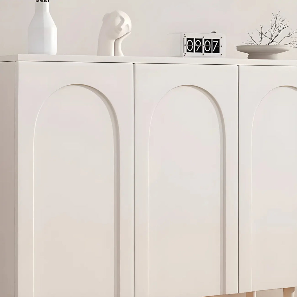 Green Wood Shoe Cabinet with Adjustable Shelves