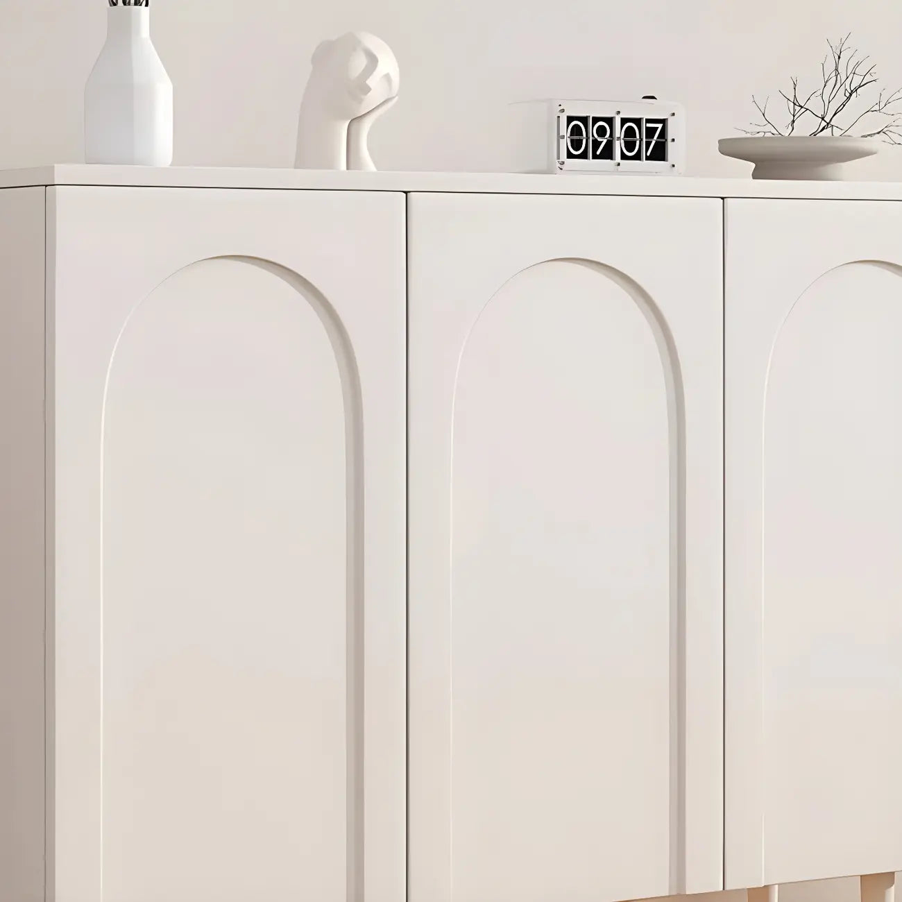 Green Wood Shoe Cabinet with Adjustable Shelves