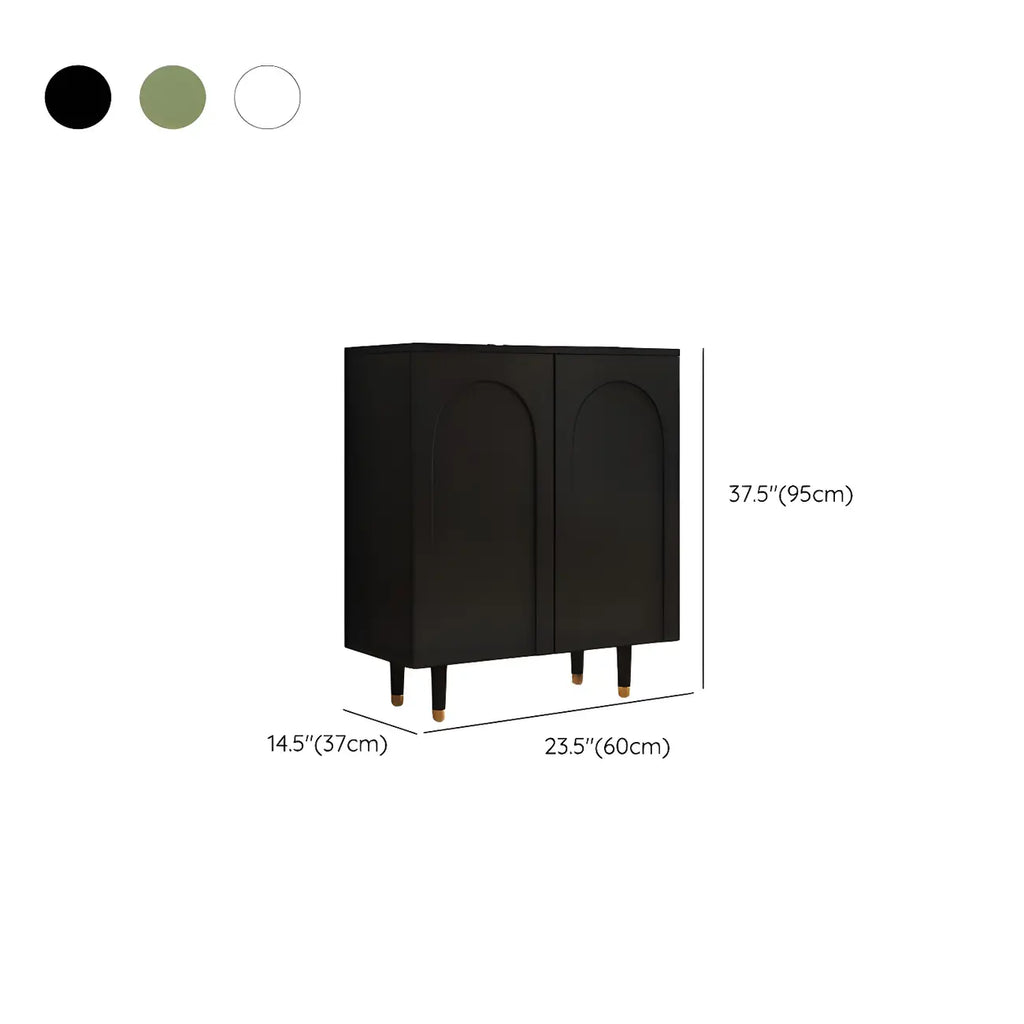 Green Wood Shoe Cabinet with Adjustable Shelves