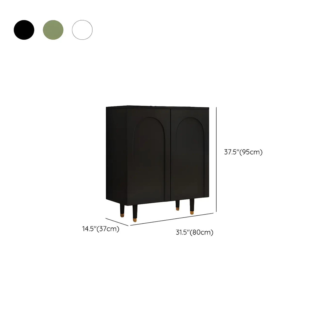 Green Wood Shoe Cabinet with Adjustable Shelves