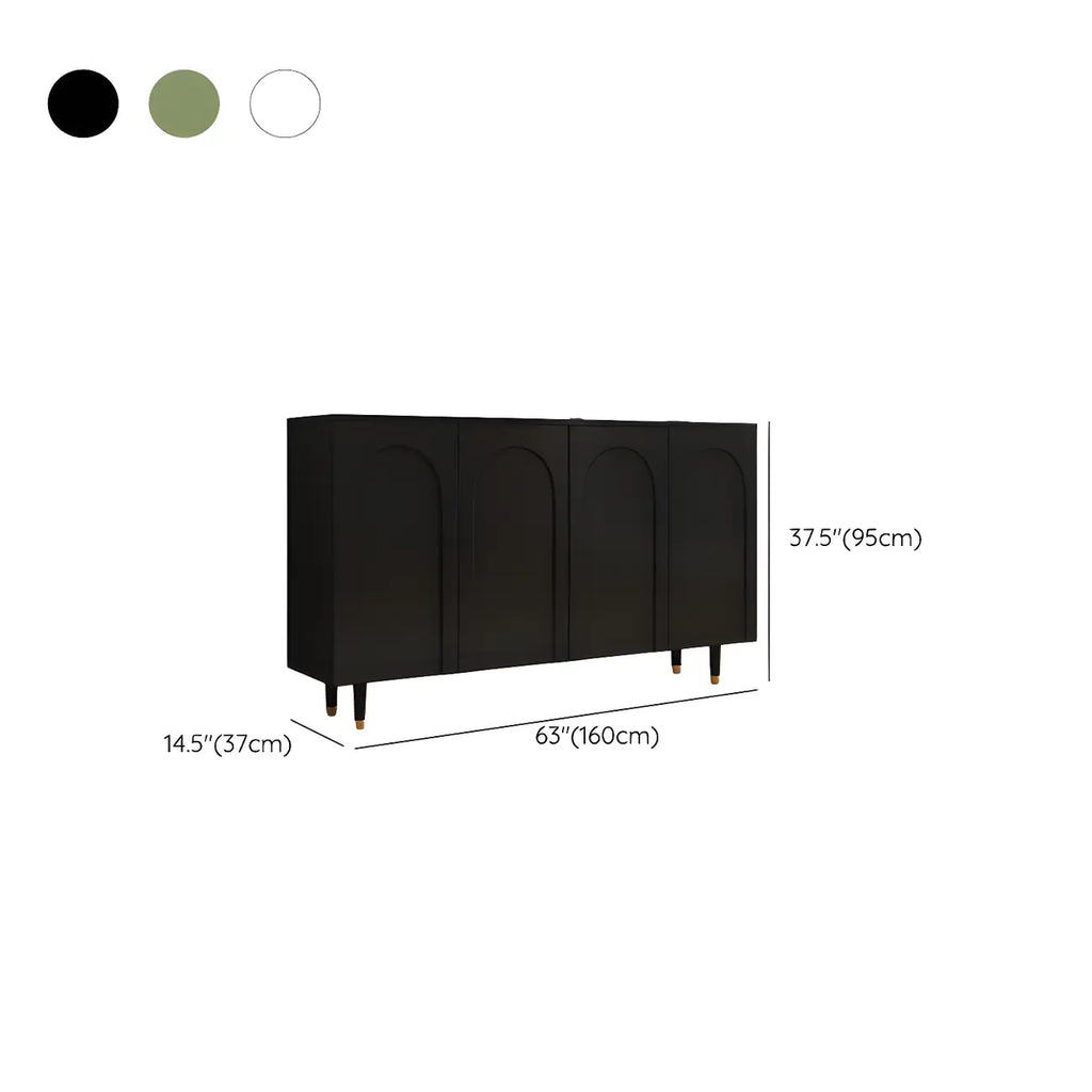 Green Wood Shoe Cabinet with Adjustable Shelves