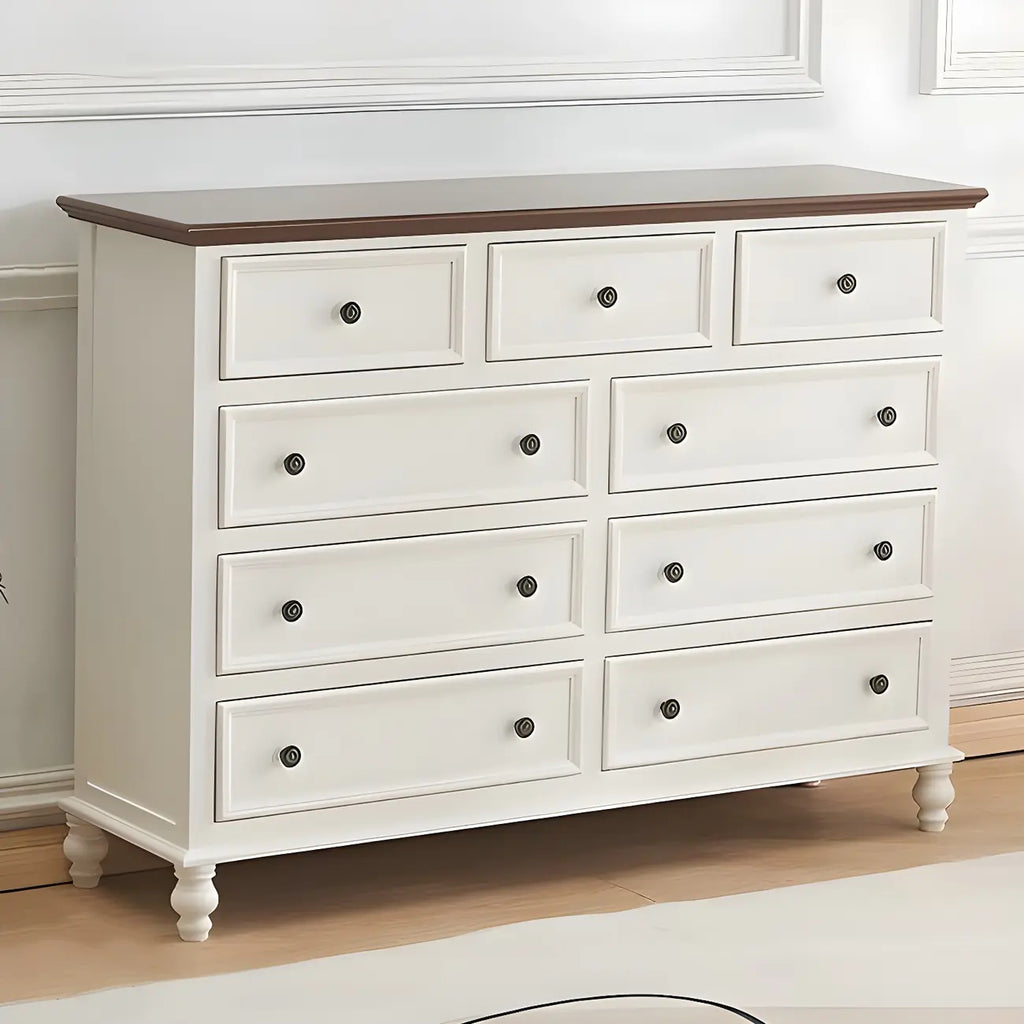 Elegant Classic Lacquered White Brown Wooden Storage Chest
