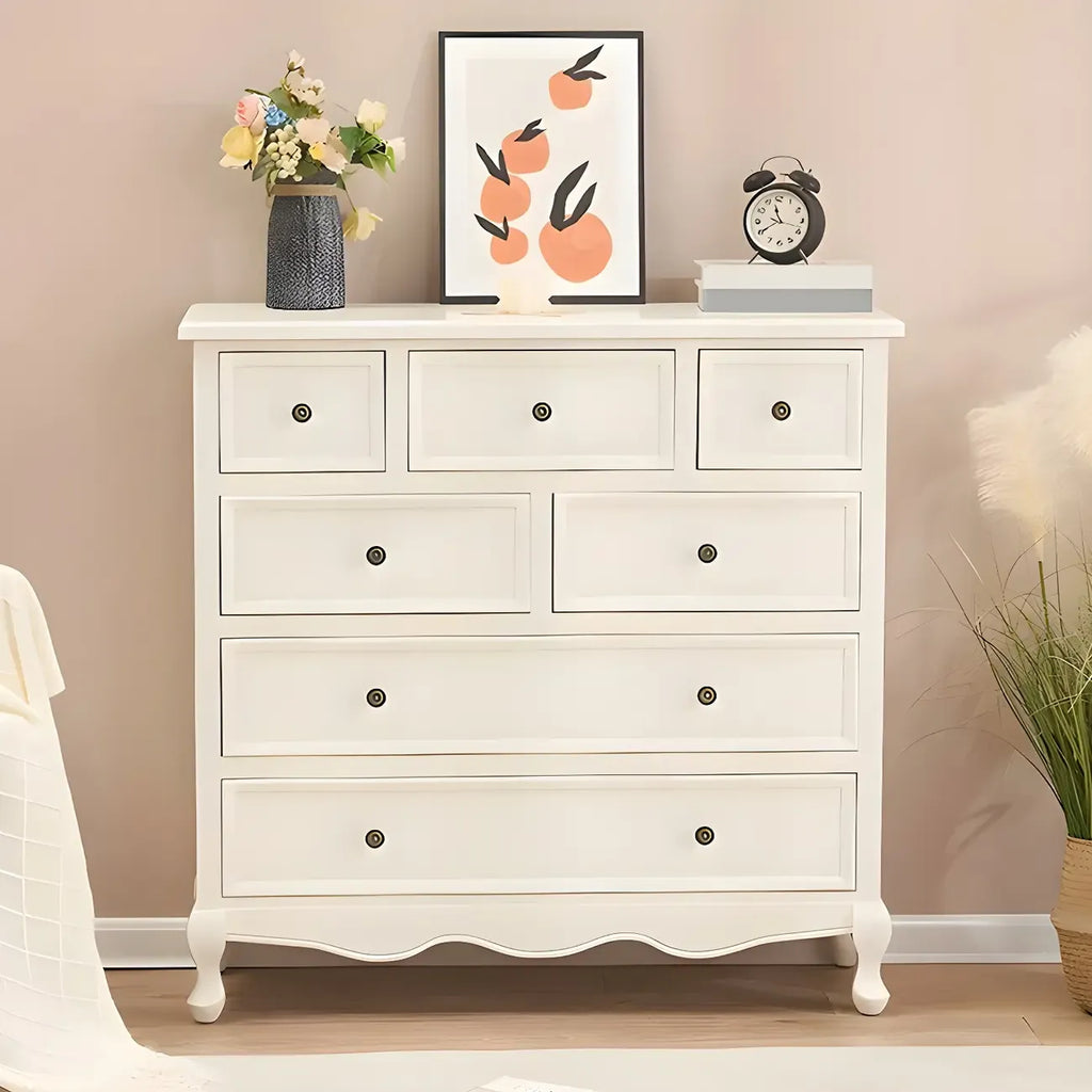 Elegant Classic Lacquered White Brown Wooden Storage Chest