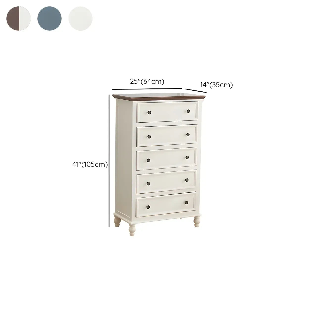 Elegant Classic Lacquered White Brown Wooden Storage Chest