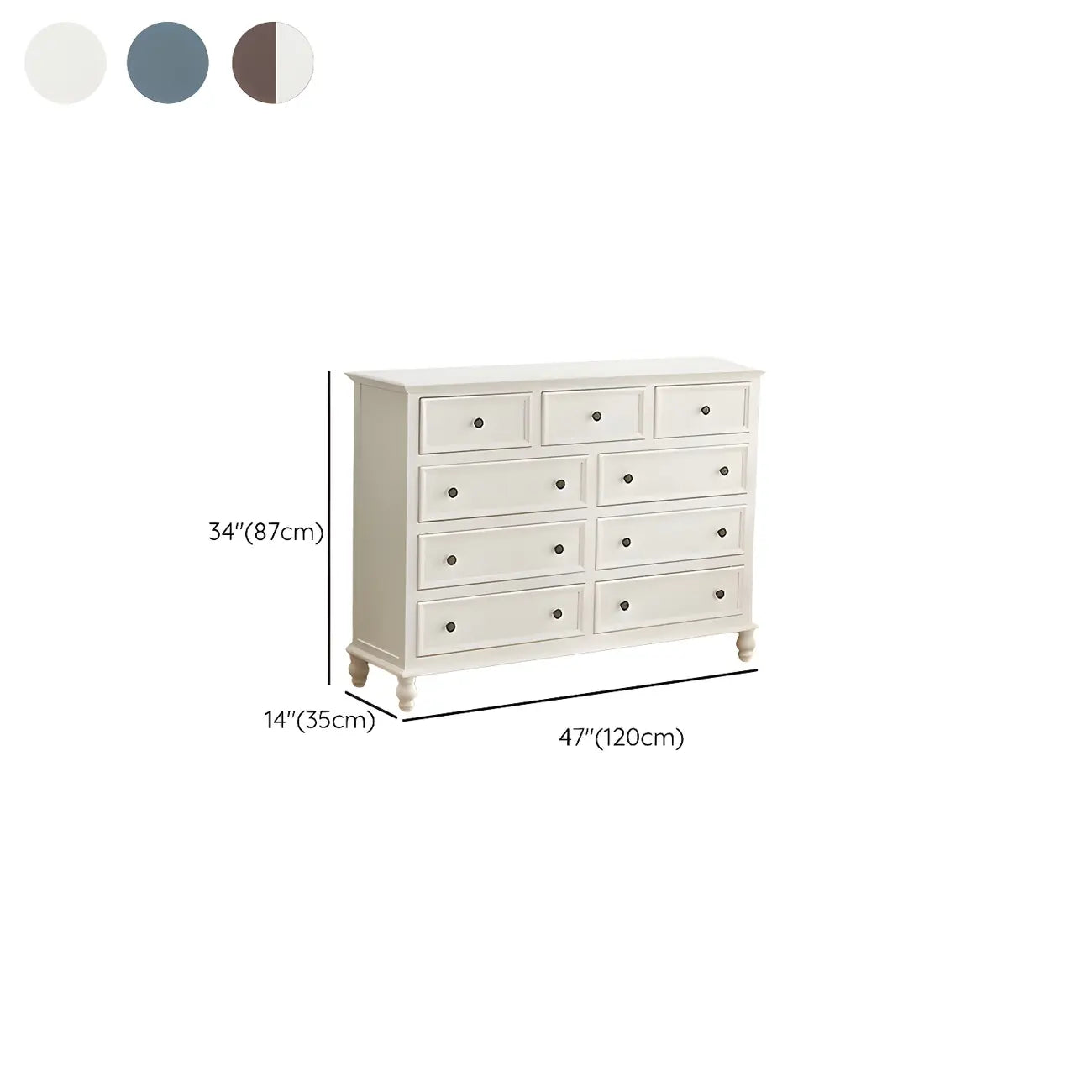Elegant Classic Lacquered White Brown Wooden Storage Chest