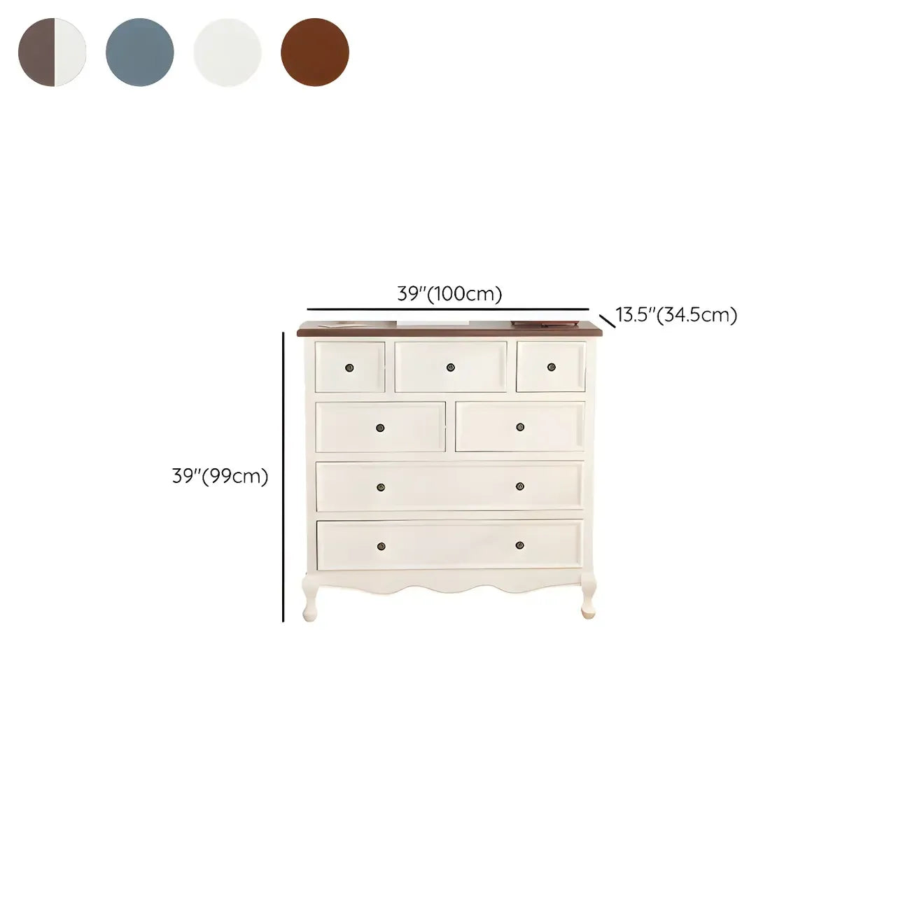 Elegant Classic Lacquered White Brown Wooden Storage Chest