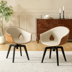 Mid-century Modern Swivel Dining Chairs Curved Low Back