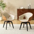 Mid-century Modern Swivel Dining Chairs Curved Low Back