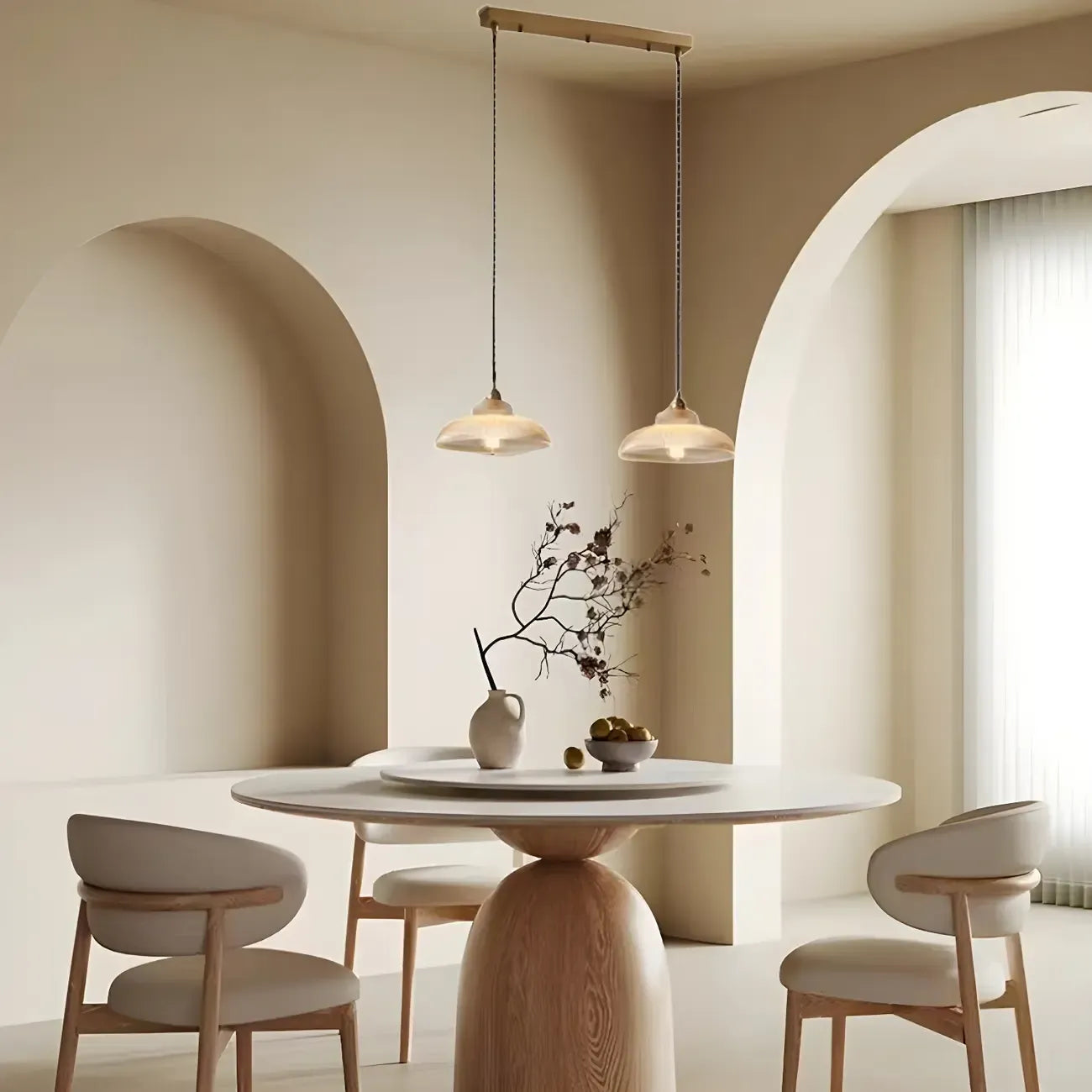 2-Light Modern Gold Glass Dome Island Pendant Light for Kitchen
