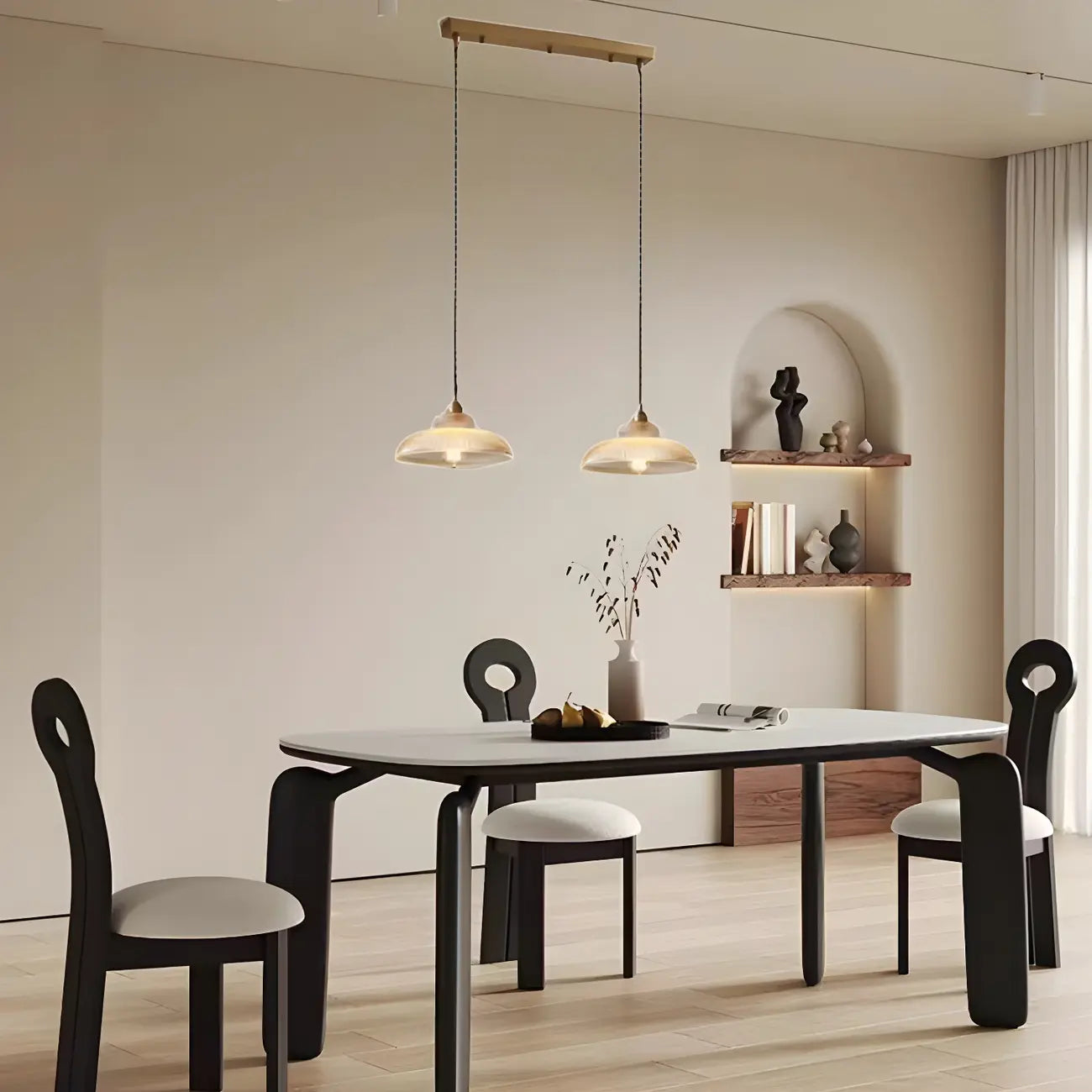 2-Light Modern Gold Glass Dome Island Pendant Light for Kitchen