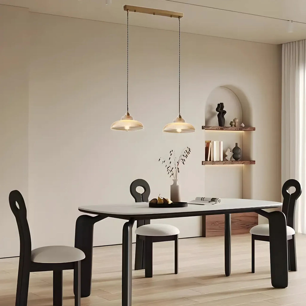 2-Light Modern Gold Glass Dome Island Pendant Light for Kitchen