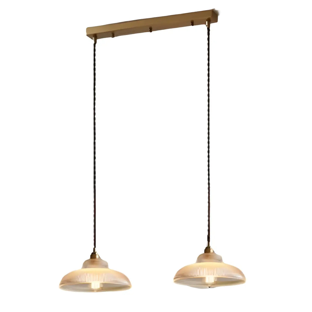2-Light Modern Gold Glass Dome Island Pendant Light for Kitchen