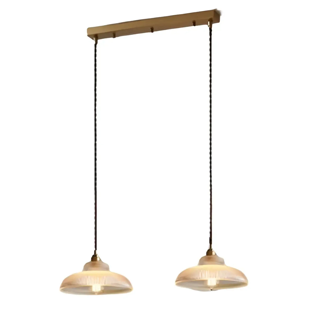 2-Light Modern Gold Glass Dome Island Pendant Light for Kitchen