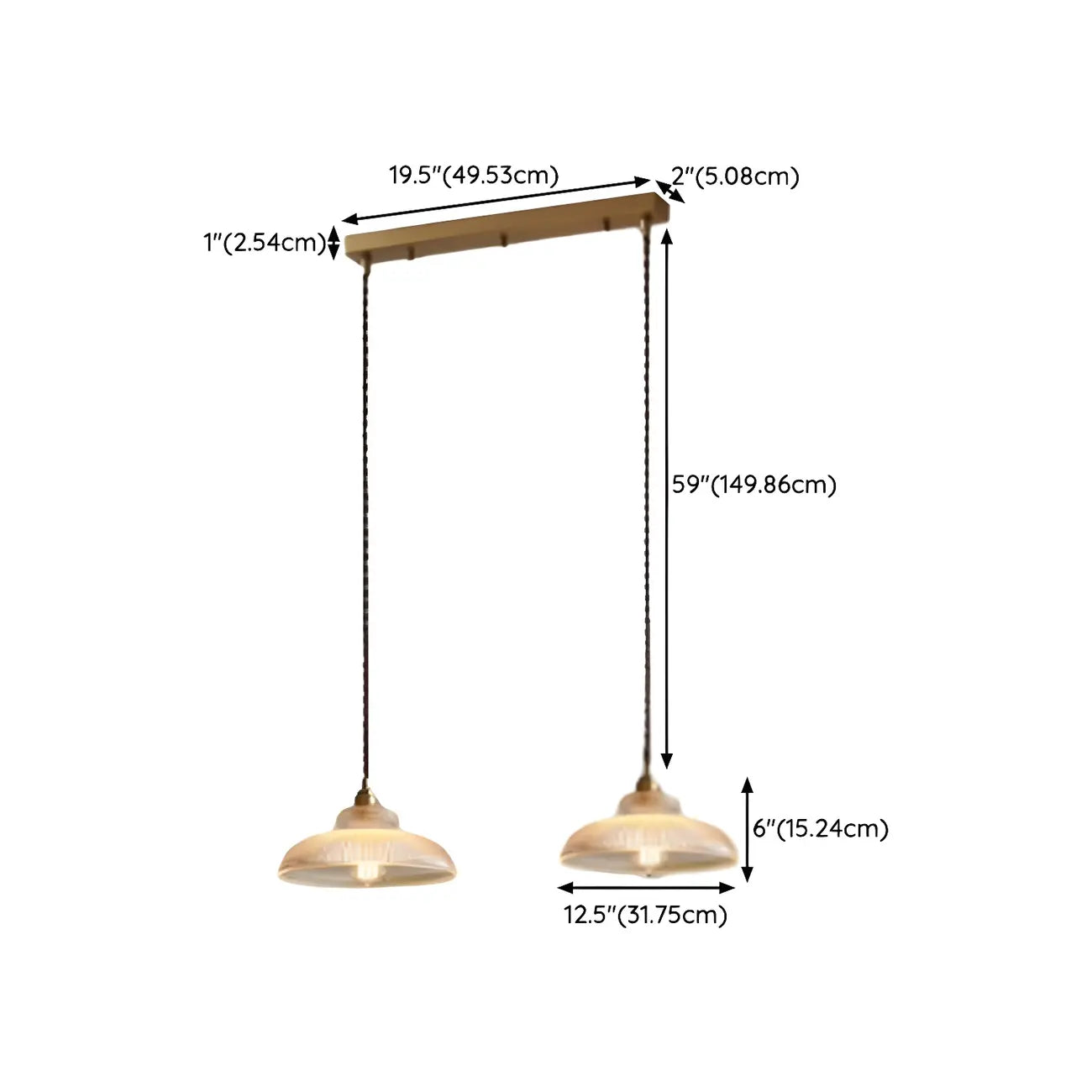 2-Light Modern Gold Glass Dome Island Pendant Light for Kitchen
