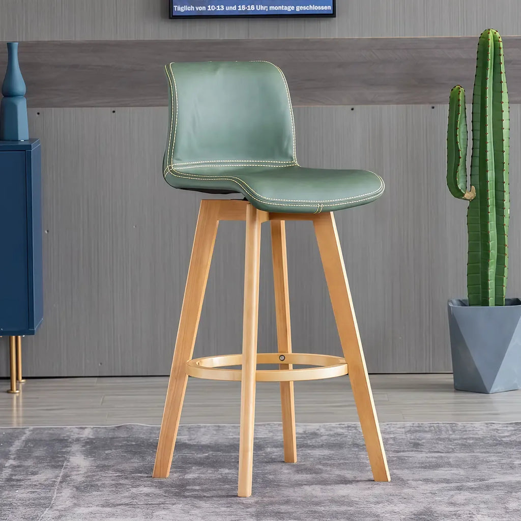Saddle Leather Counter Height Low Back Swivel Bar Stools
