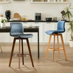 Saddle Leather Counter Height Low Back Swivel Bar Stools
