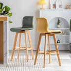 Saddle Leather Counter Height Low Back Swivel Bar Stools