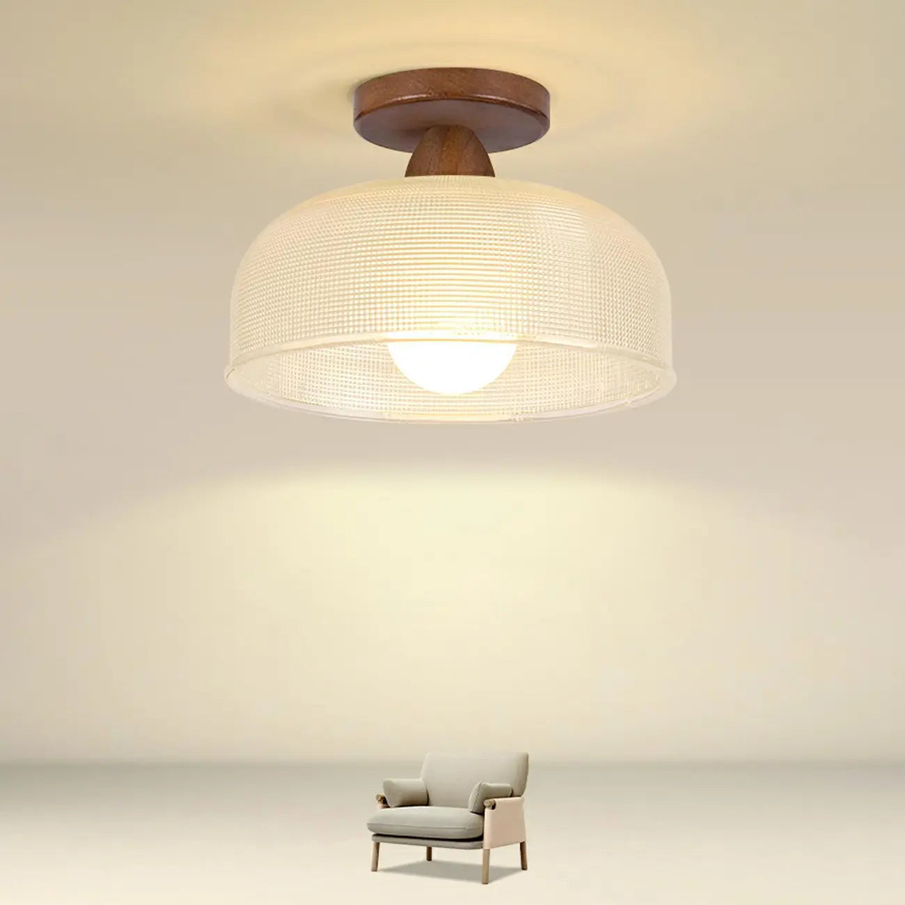 Elegant Glass LED Semi-Flush Ceiling Light for Living Room