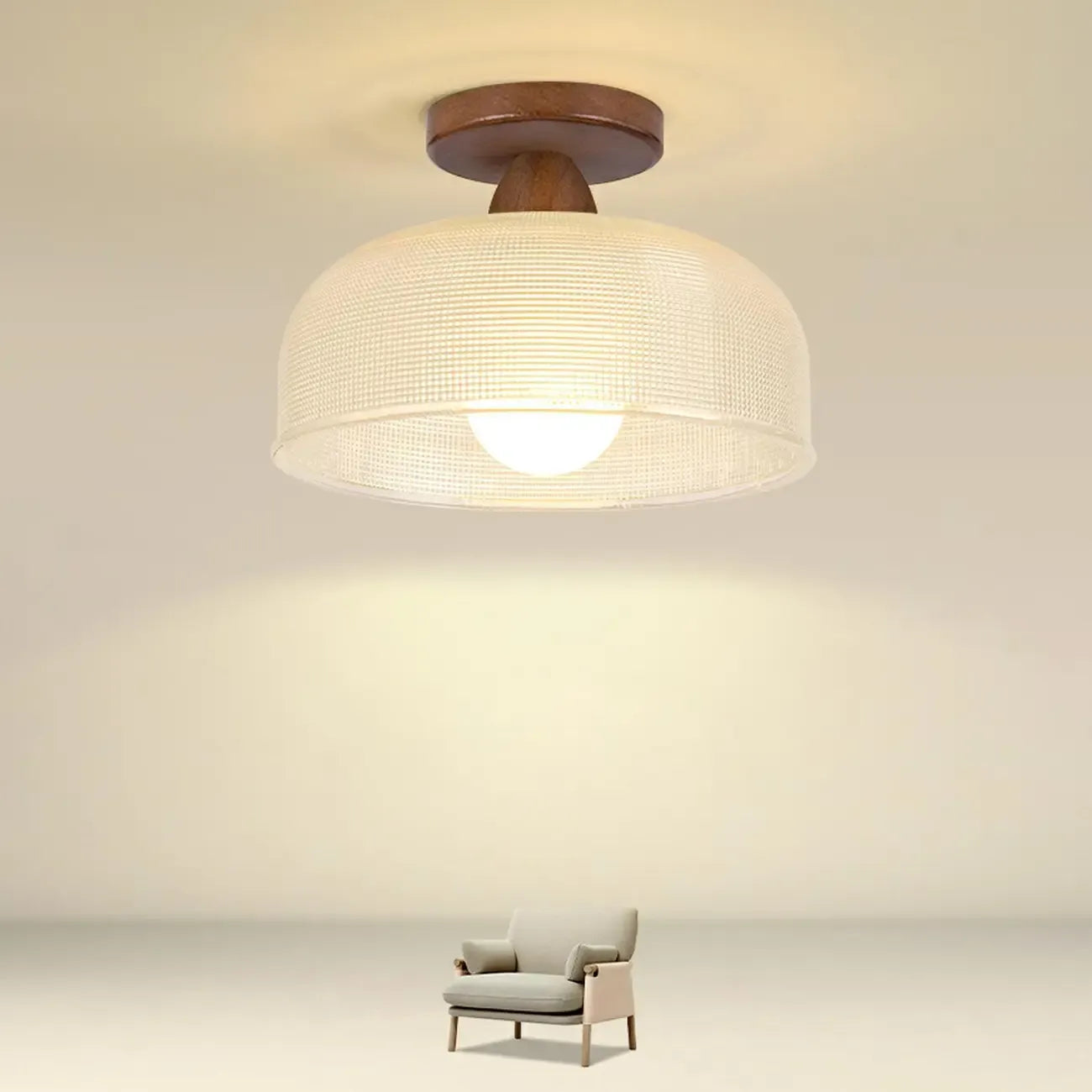 Elegant Glass LED Semi-Flush Ceiling Light for Living Room