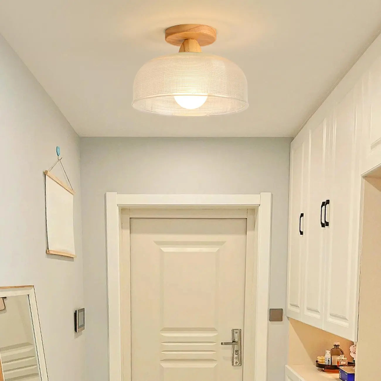 Elegant Glass LED Semi-Flush Ceiling Light for Living Room