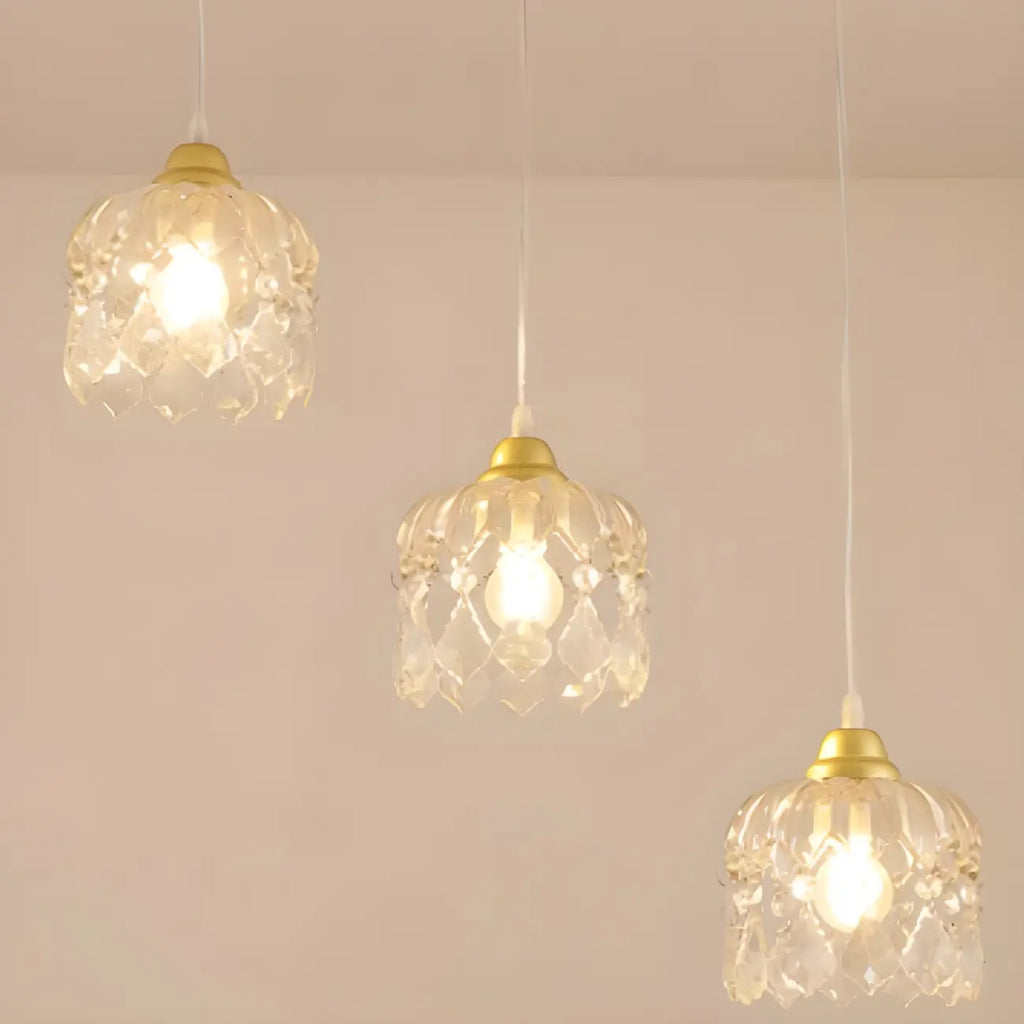 3-Light Small Elegant Gold Crystal Island Pendant Light for Kitchen