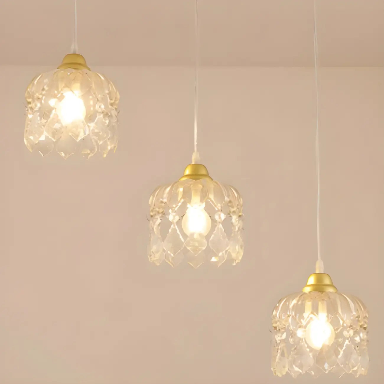 3-Light Small Elegant Gold Crystal Island Pendant Light for Kitchen