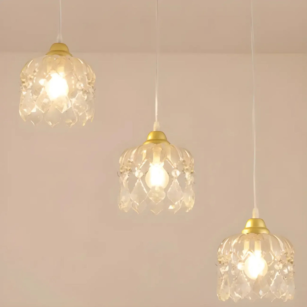 3-Light Small Elegant Gold Crystal Island Pendant Light for Kitchen