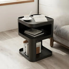 Modern Square Metal Side Table with Storage Shelves