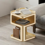 Modern Square Metal Side Table with Storage Shelves