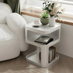 Modern Square Metal Side Table with Storage Shelves