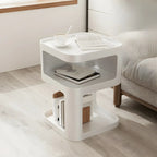 Modern Square Metal Side Table with Storage Shelves