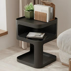 Modern Square Metal Side Table with Storage Shelves