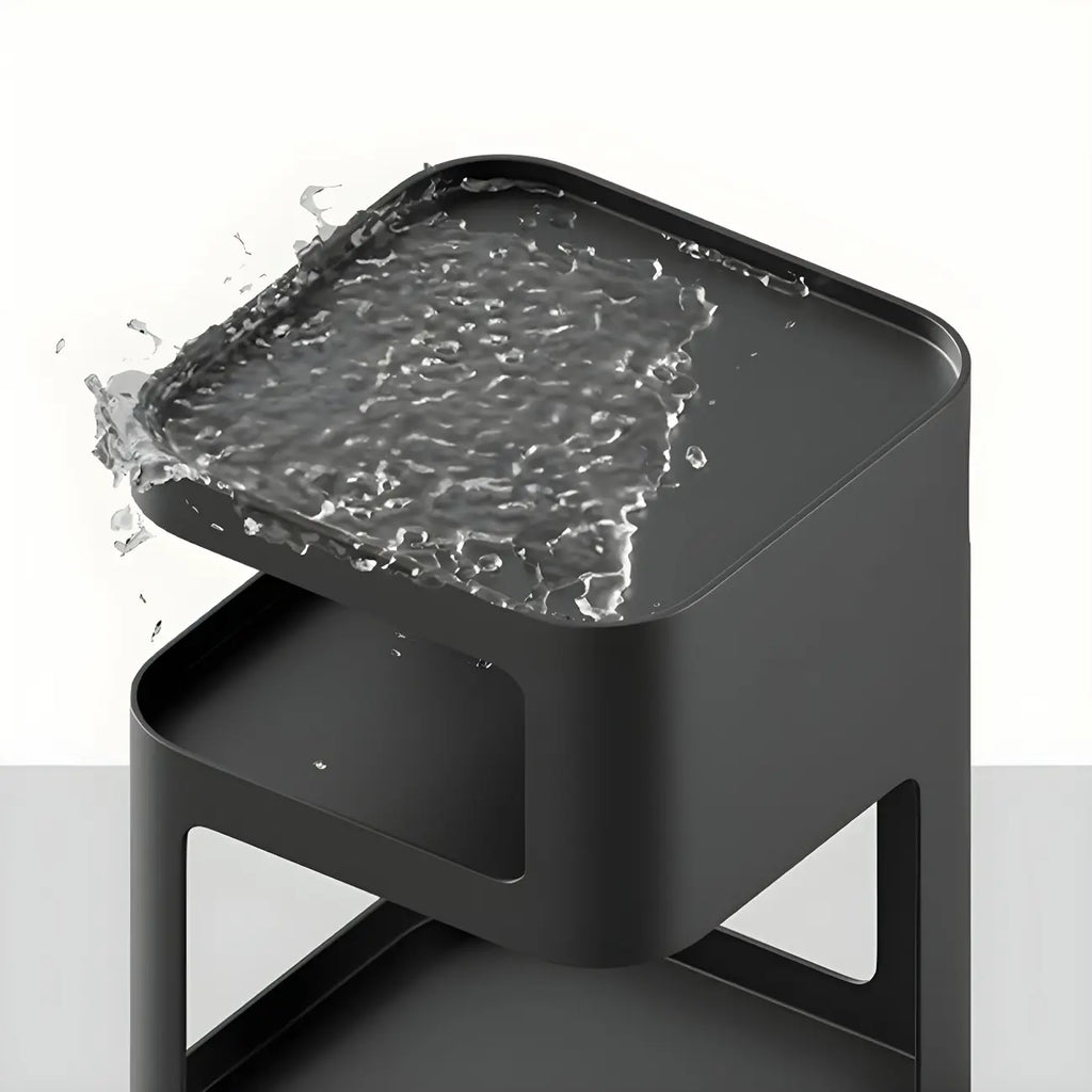 Modern Square Metal Side Table with Storage Shelves