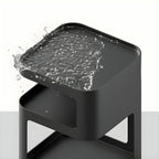 Modern Square Metal Side Table with Storage Shelves