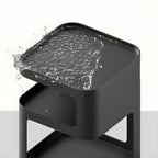 Modern Square Metal Side Table with Storage Shelves
