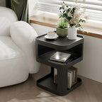 Modern Square Metal Side Table with Storage Shelves
