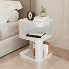 Modern Square Metal Side Table with Storage Shelves