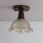 Chic Walnut Glass Semi Flush Ceiling Light for Aisle Decor