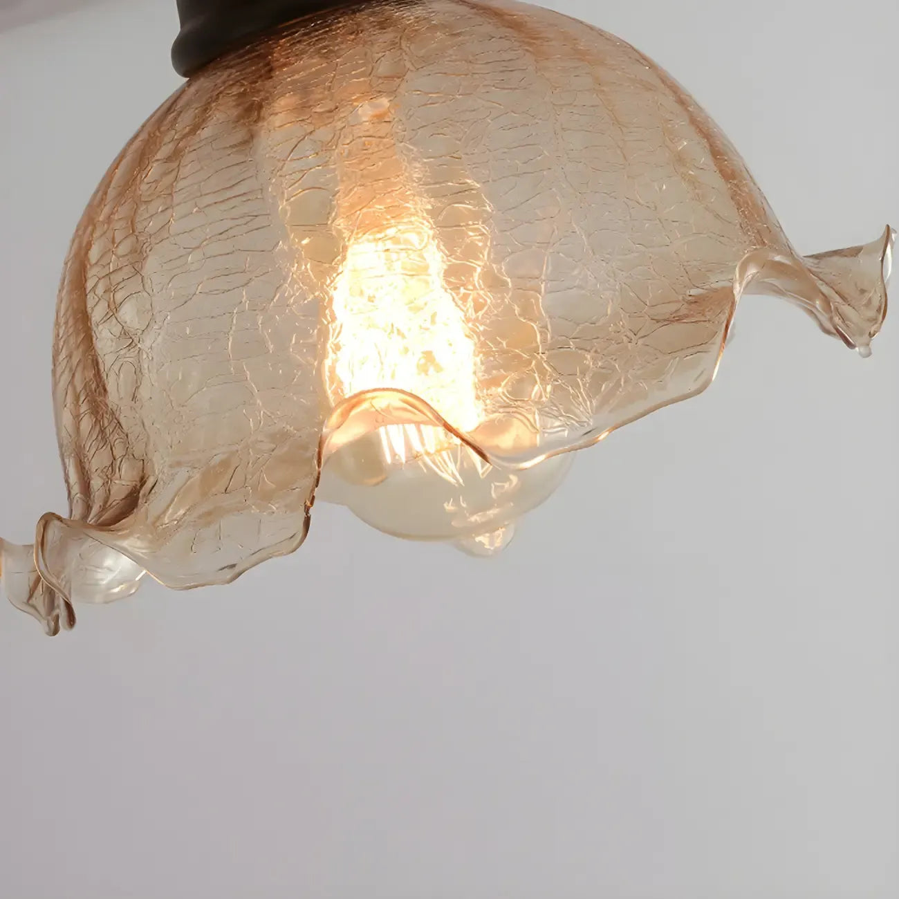 Chic Walnut Glass Semi Flush Ceiling Light for Aisle Decor